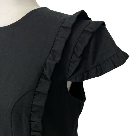 Miu Miu Wool Black Ruffle Trim Sheath Dress Sz 6 Small to Medium Short Sleeve - Picture 7 of 11